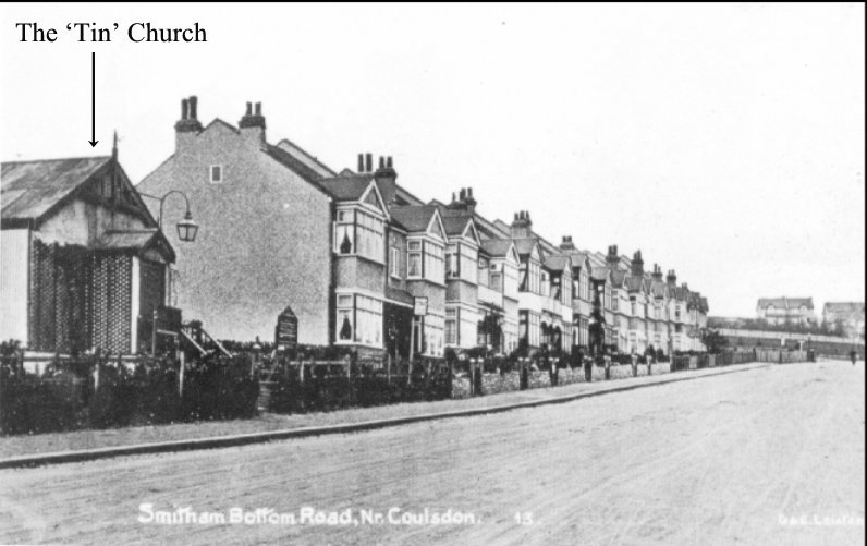 Looking up Smitham Bottom Rd (later Woodcote Grove Rd) before St. Andrew's Church was built. 
